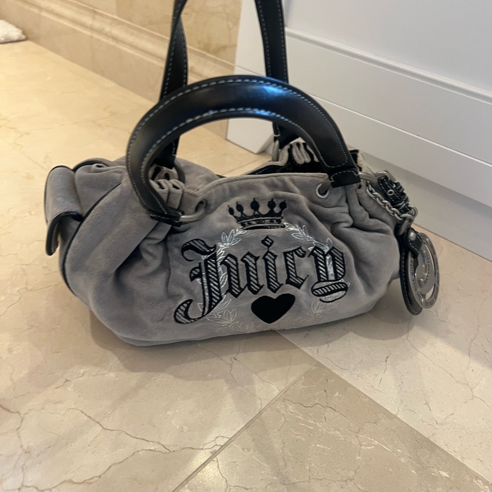 Juicy Couture Vintage Gray Shoulder Bag with Black Accents